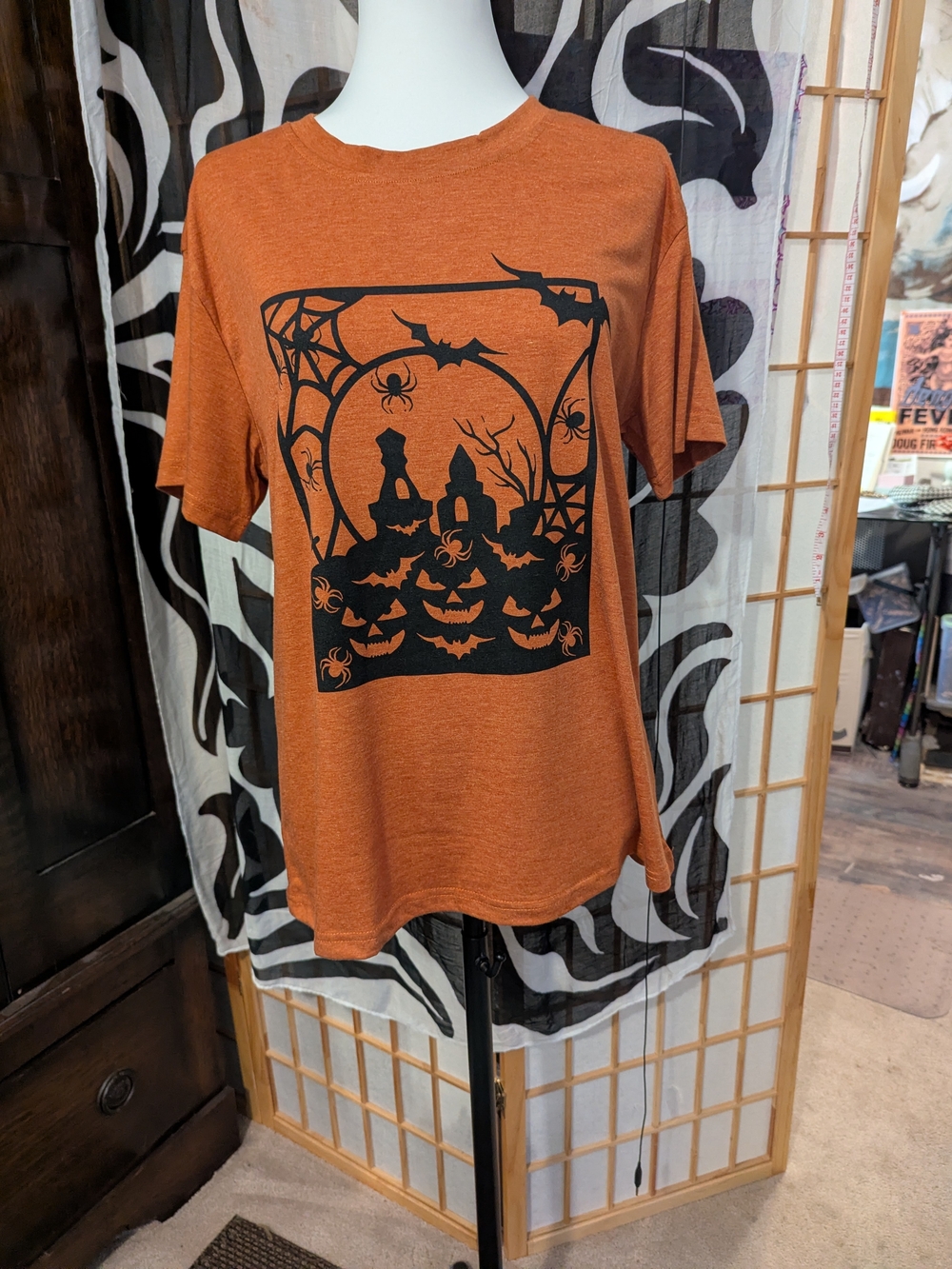 Halloween Pumpkin Graphic Tee - Orange